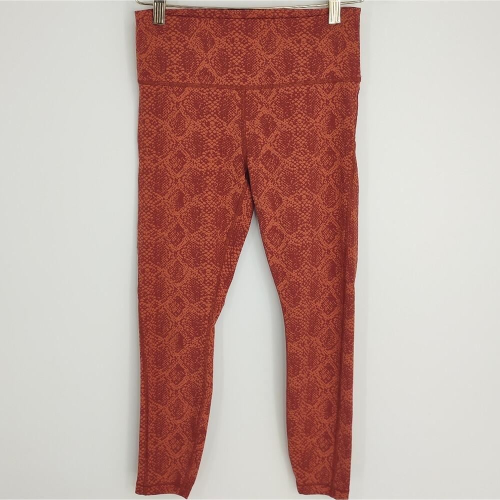 Athleta Orange Snakeskin Athletic Yoga Pants Pockets Stretch Size XSP